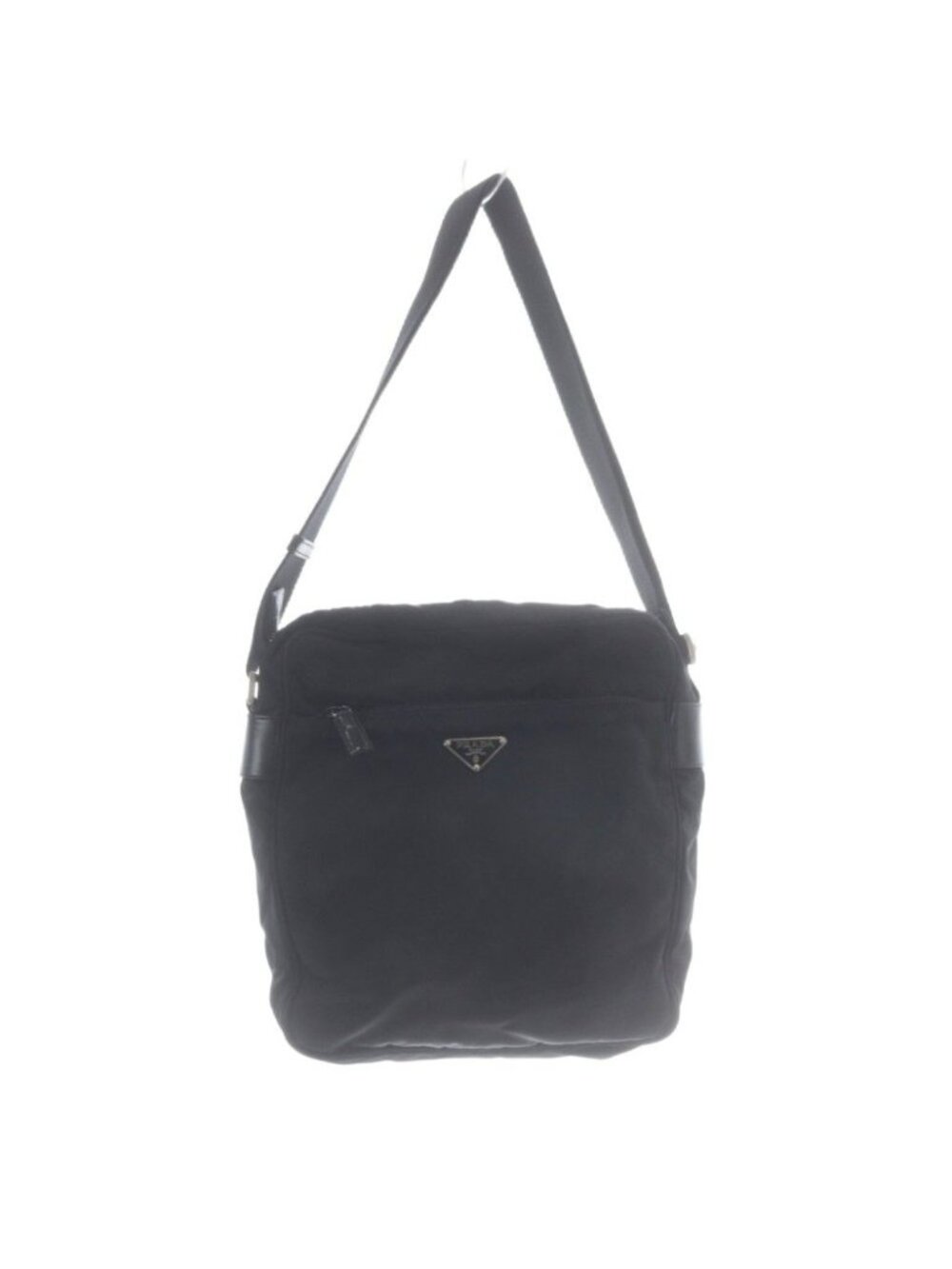 Prada Plate Nylon Shoulder Bag Black
